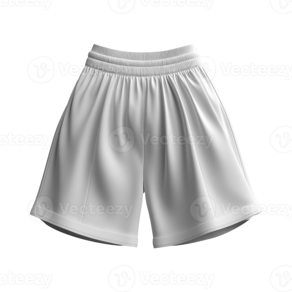 White athletic shorts with elastic waistband, perfect for sports or casual wear png