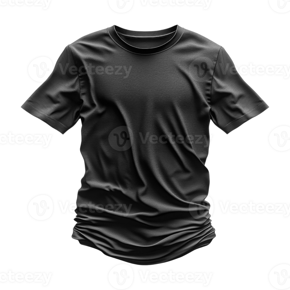 The Black t shirt mockup with realistic fabric texture and folds png