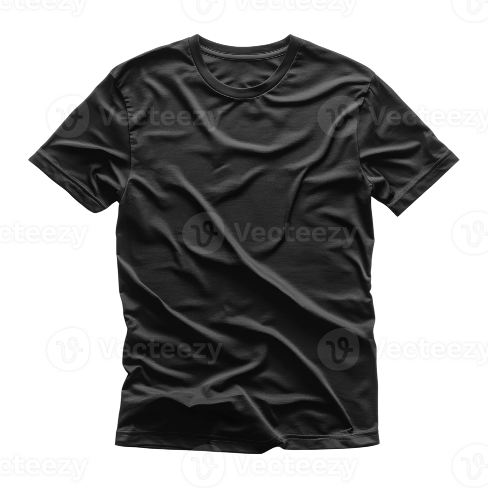 Black t shirt with smooth texture and natural folds, ideal for casual wear png
