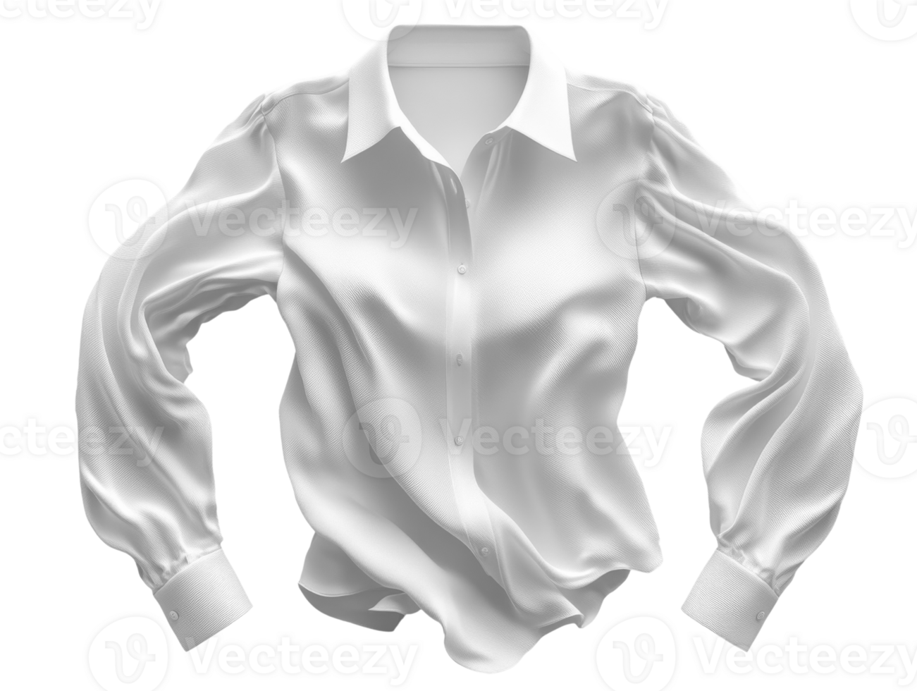 stylish white blouse with long sleeves and button details, perfect for any occasion png