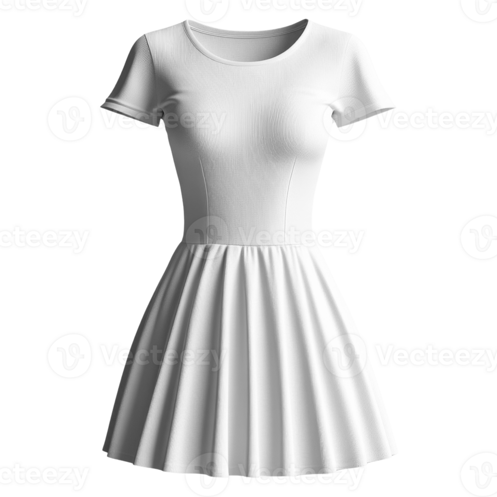 simple white dress with fitted bodice and flared skirt, perfect for casual wear or summer outings png