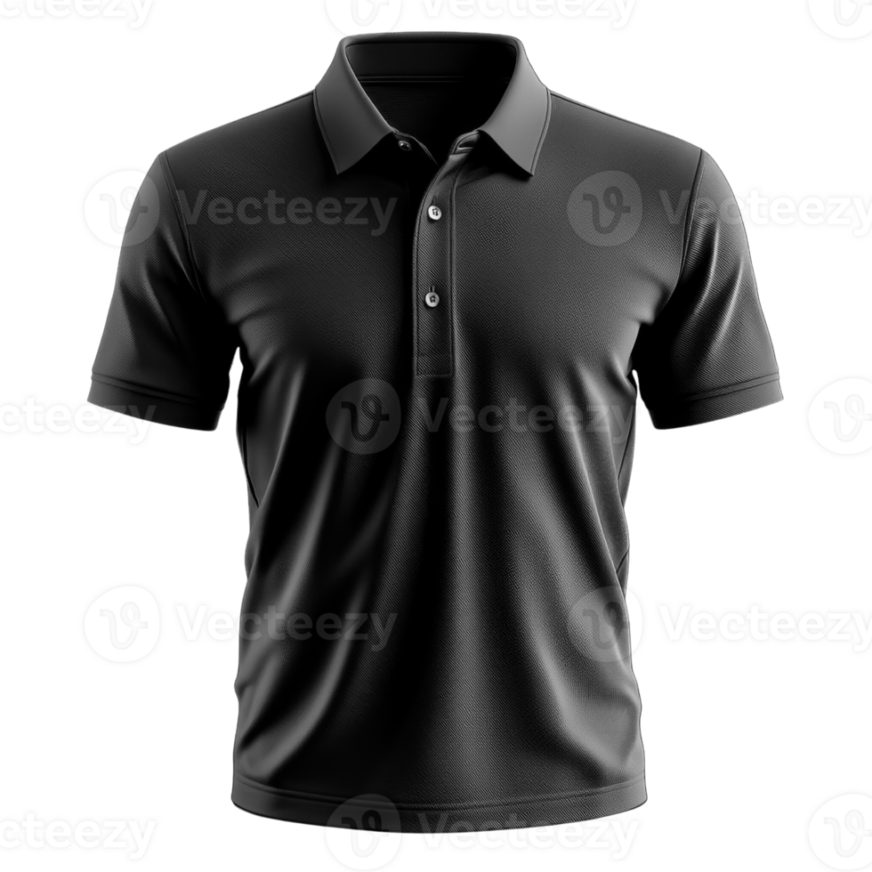 Black polo shirt with short sleeves and classic collar, perfect for casual or semi formal occasions png