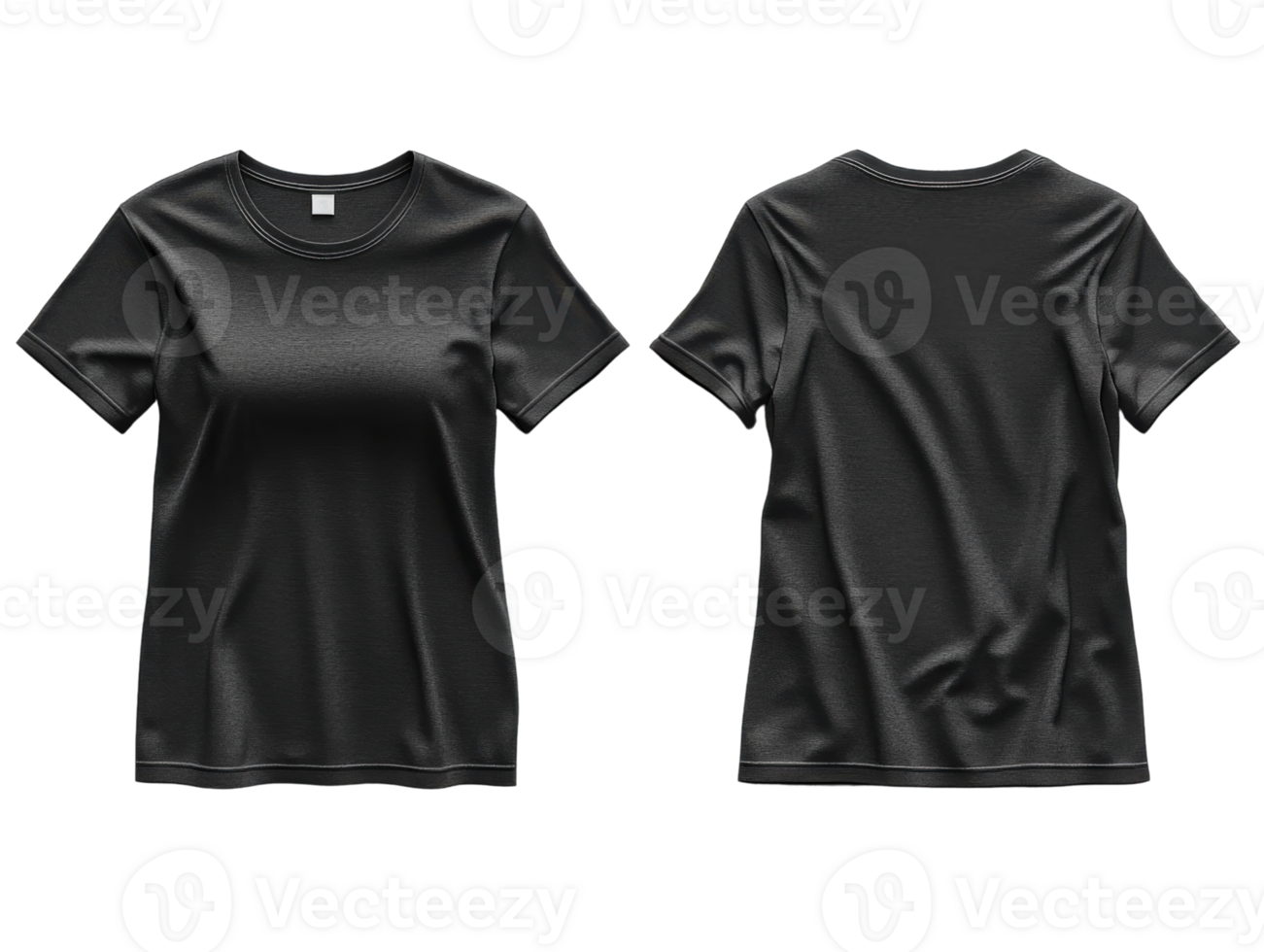 Black t shirt mockup, front and back view, plain design, casual wear png