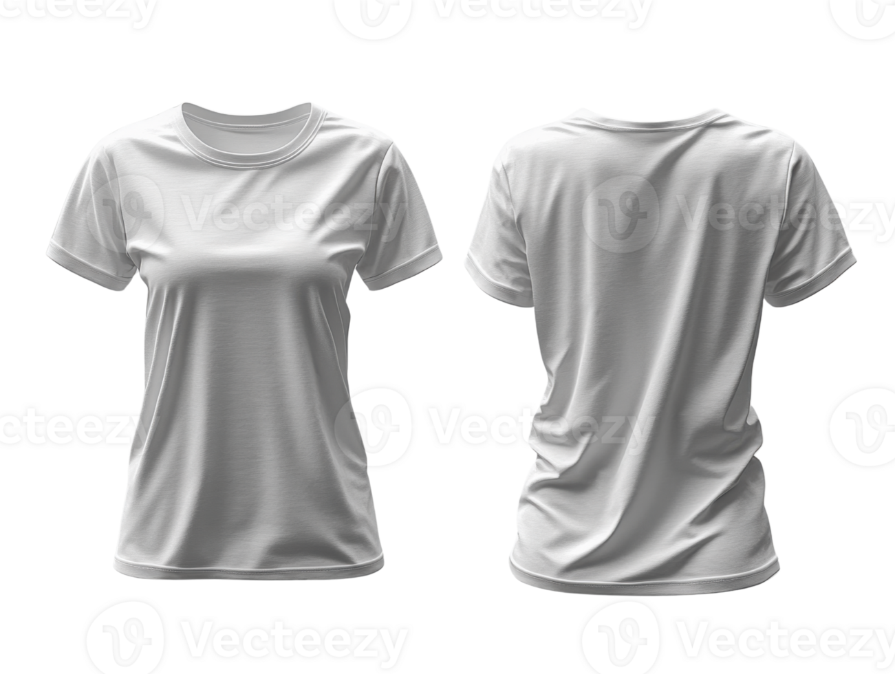 plain white t shirt displayed from front and back, showcasing its simple design and fabric texture png
