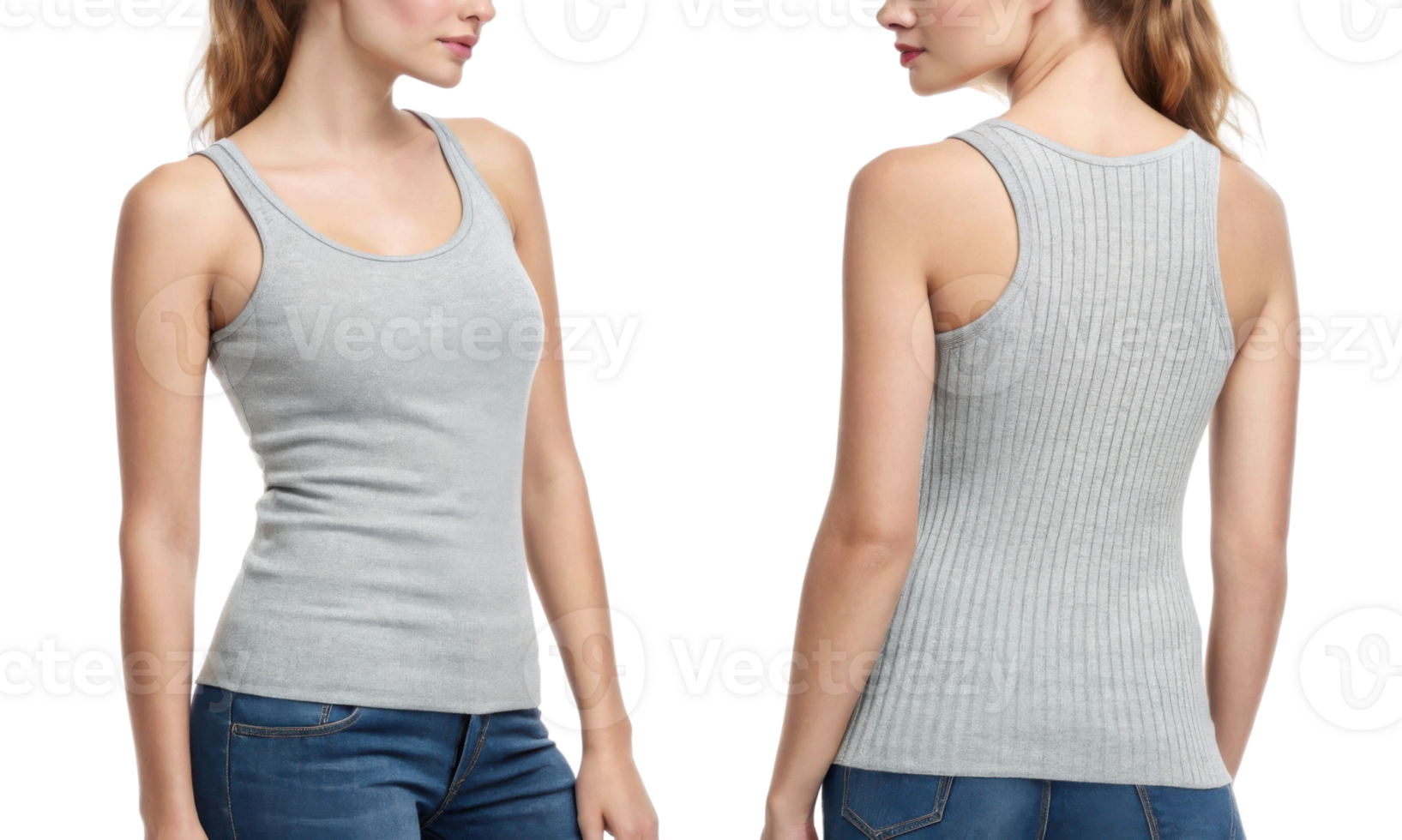 stylish gray tank top showcasing fitted design and ribbed texture. Perfect for casual wear or layering png