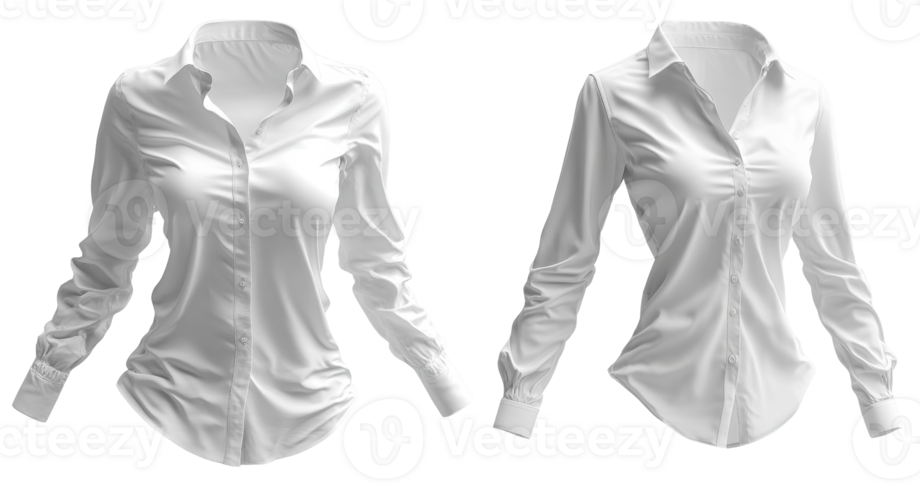 White dress shirts displayed from different angles, showcasing fabric and fit png
