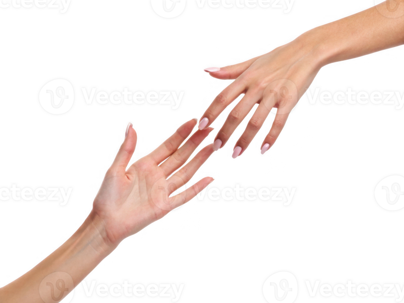 Reaching hands of women expressing connection and unity png