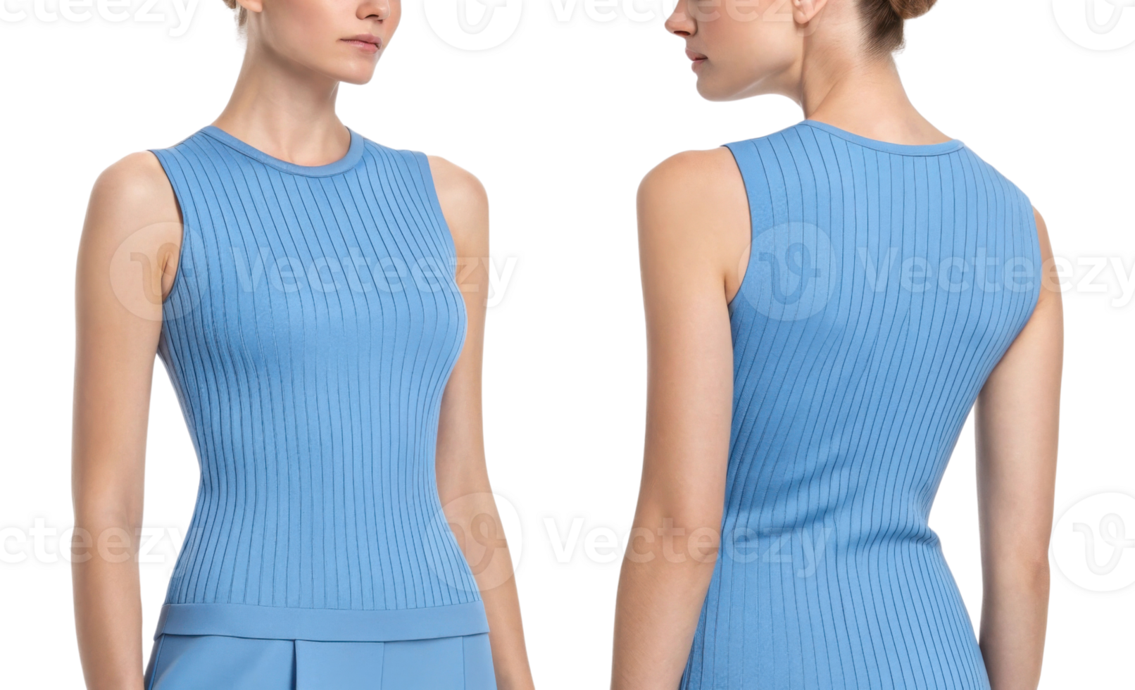 fitted blue ribbed tank top showcasing stylish design from multiple angles png