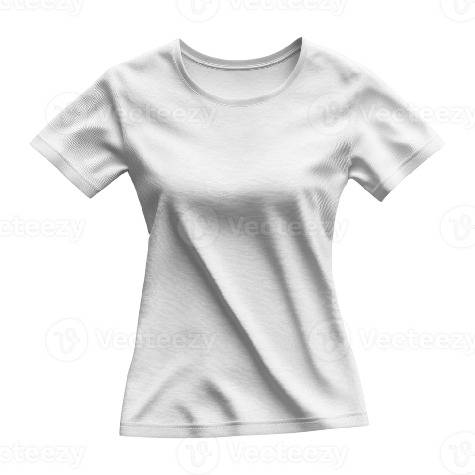 White t shirt on transparent background, perfect for mockups and designs png