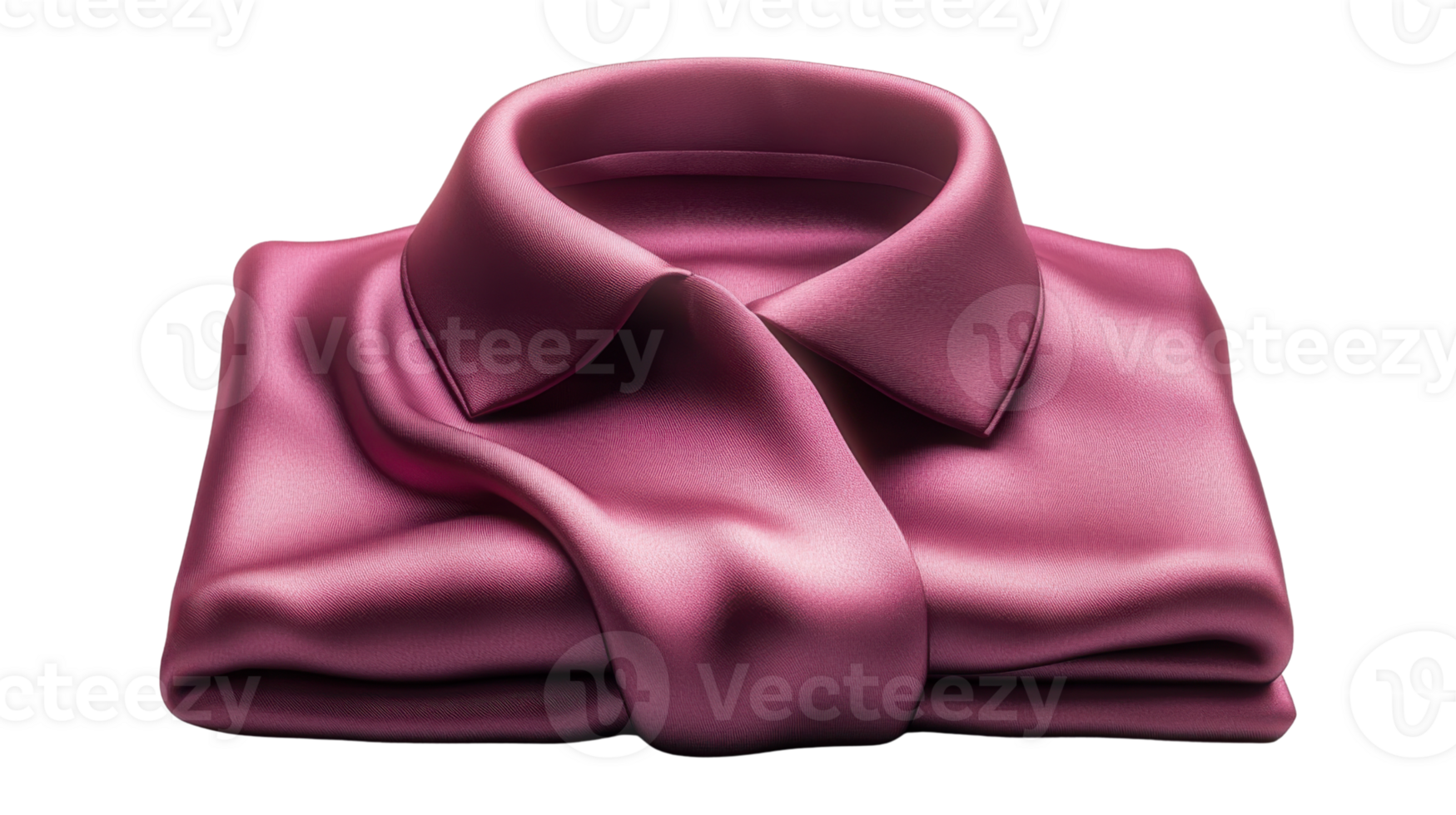 Elegant pink silk shirt with folded collar and tie png