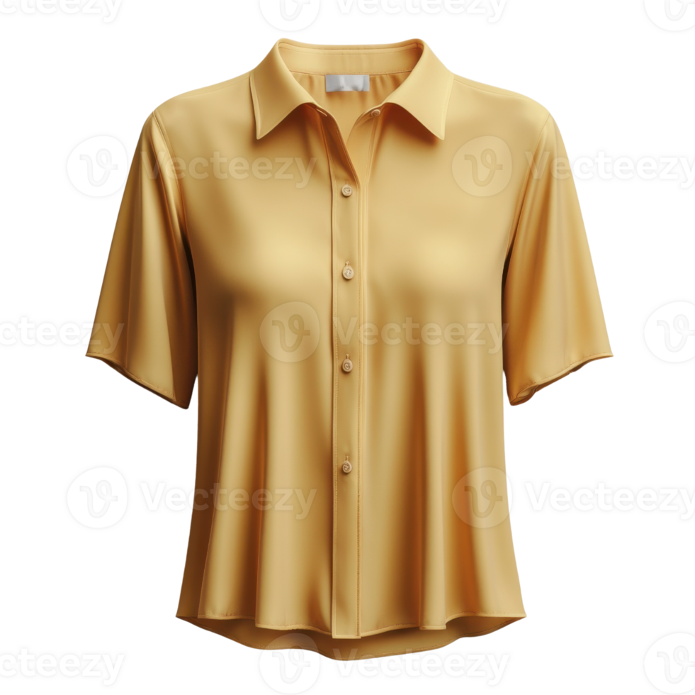 stylish yellow short sleeve shirt with button up front and relaxed fit. Perfect for casual wear or summer outings png