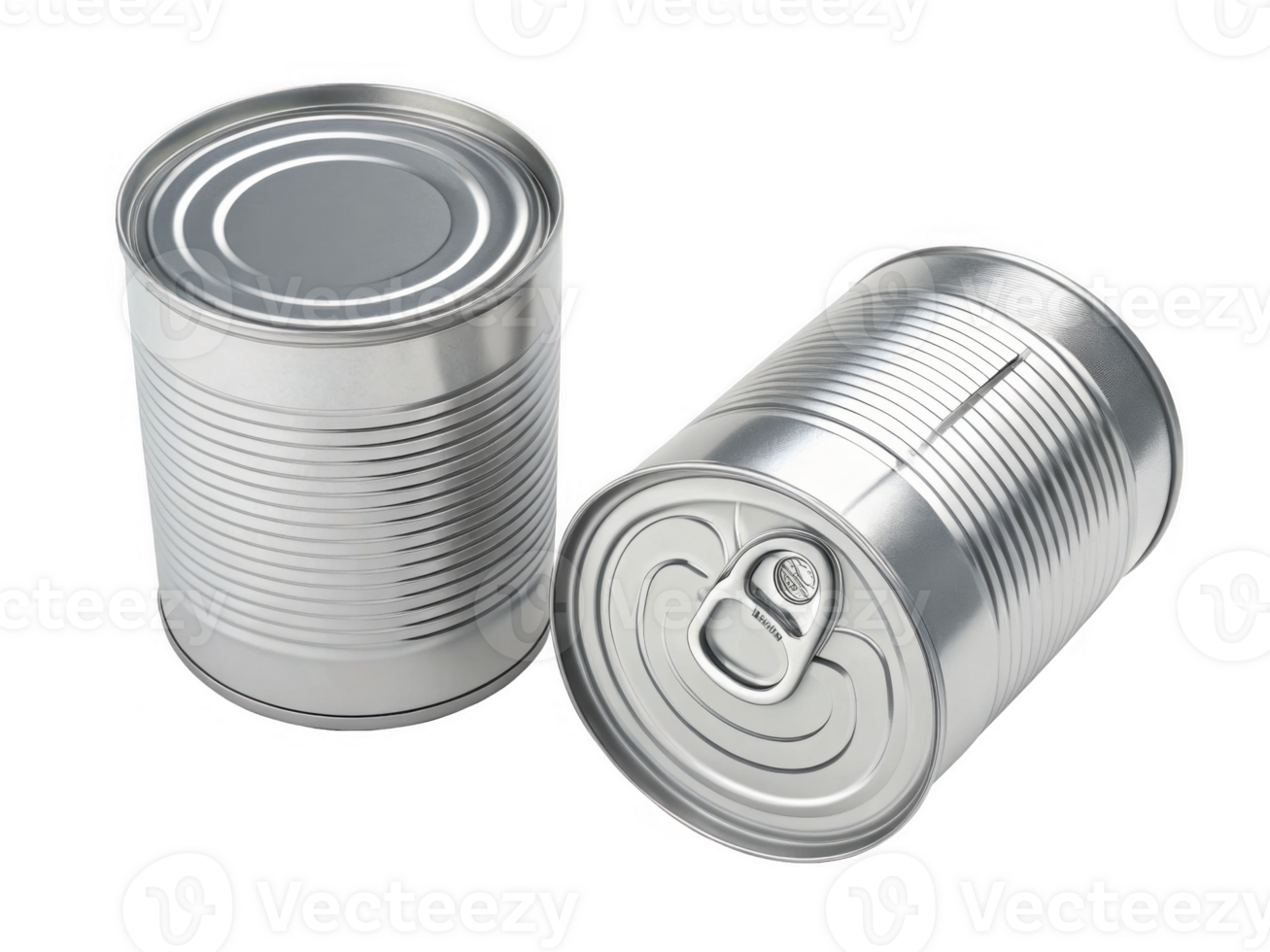 Closed and opened aluminum cans on transparency background, showcasing their design and functionality png
