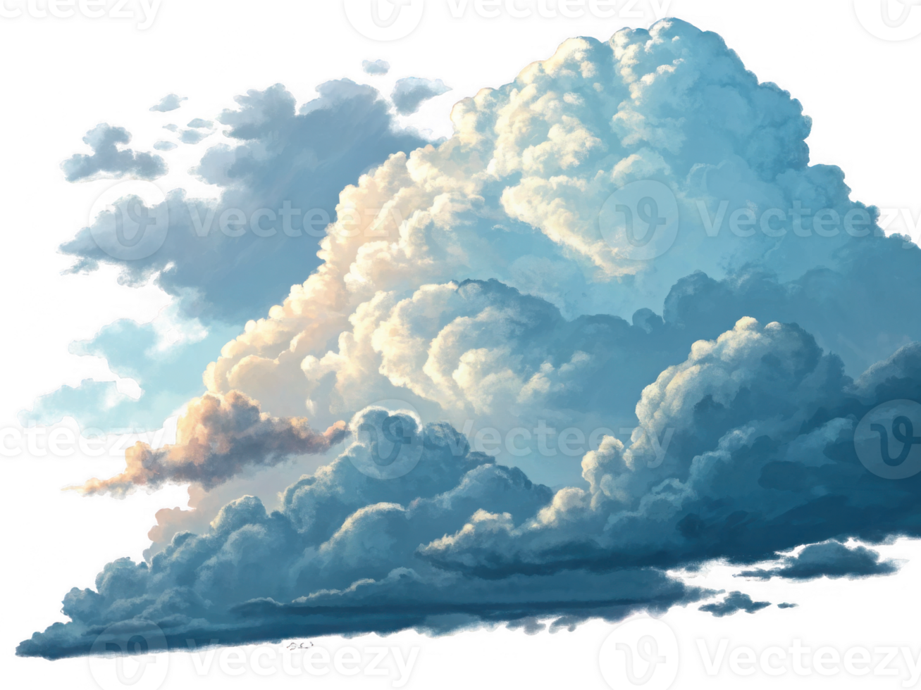 Majestic clouds in semi realistic digital painting, showcasing soft textures and vibrant colors png
