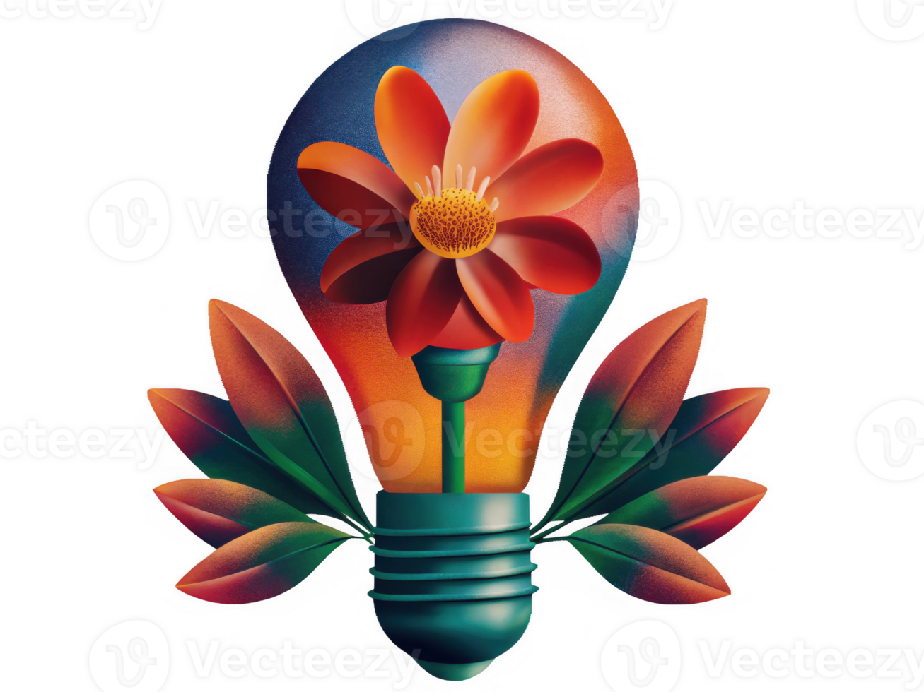 colorful light bulb with flower and leaves symbolizes creativity and innovation png