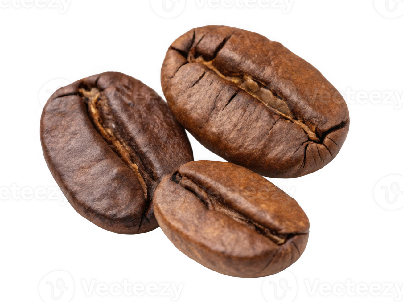Rich coffee beans with glossy surface and deep brown color png