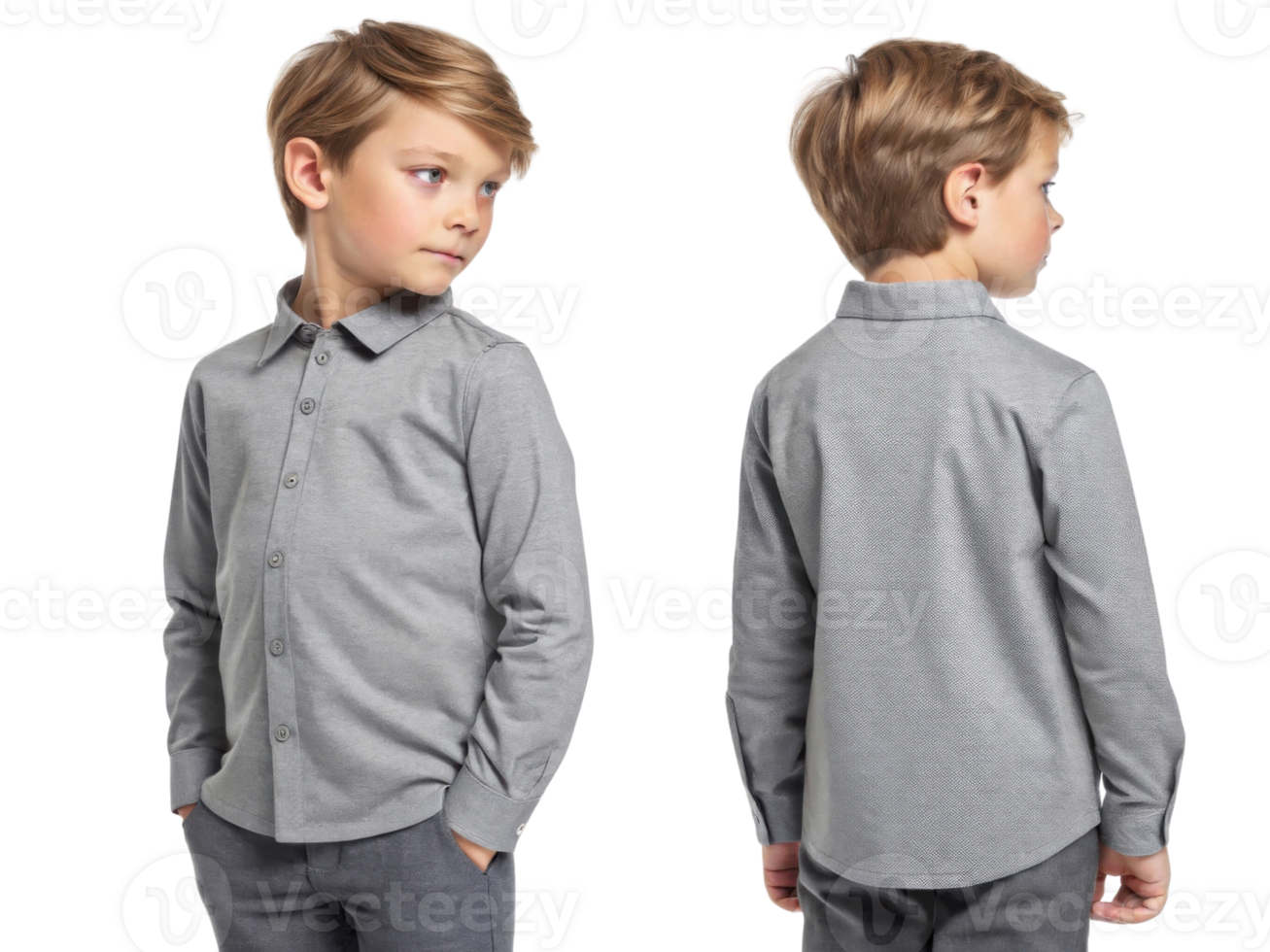 stylish gray shirt for boys, featuring button up design and classic collar. Perfect for casual or semi formal occasions png