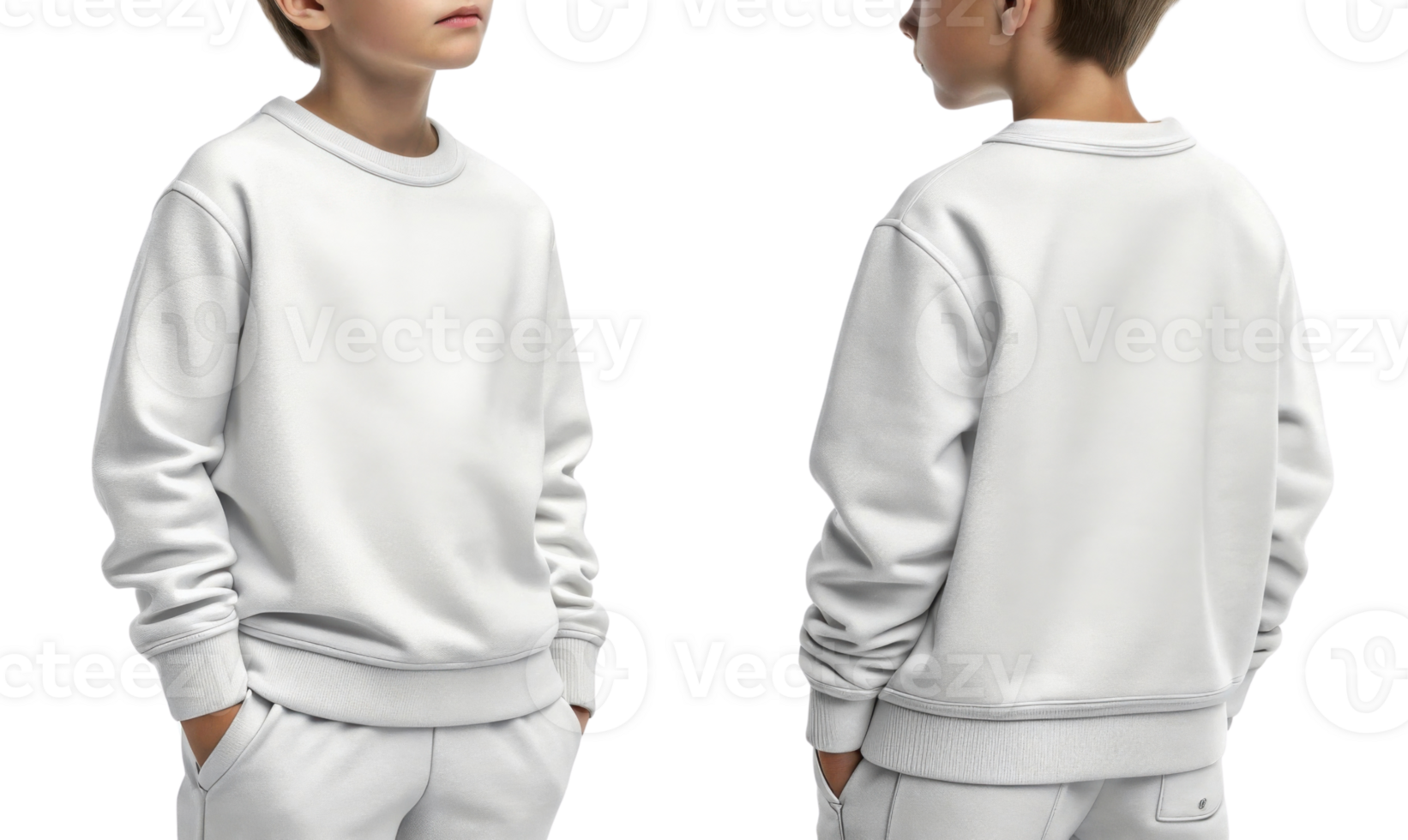 stylish white sweatshirt for boys, featuring comfortable fit and modern design. Perfect for casual wear or layering png