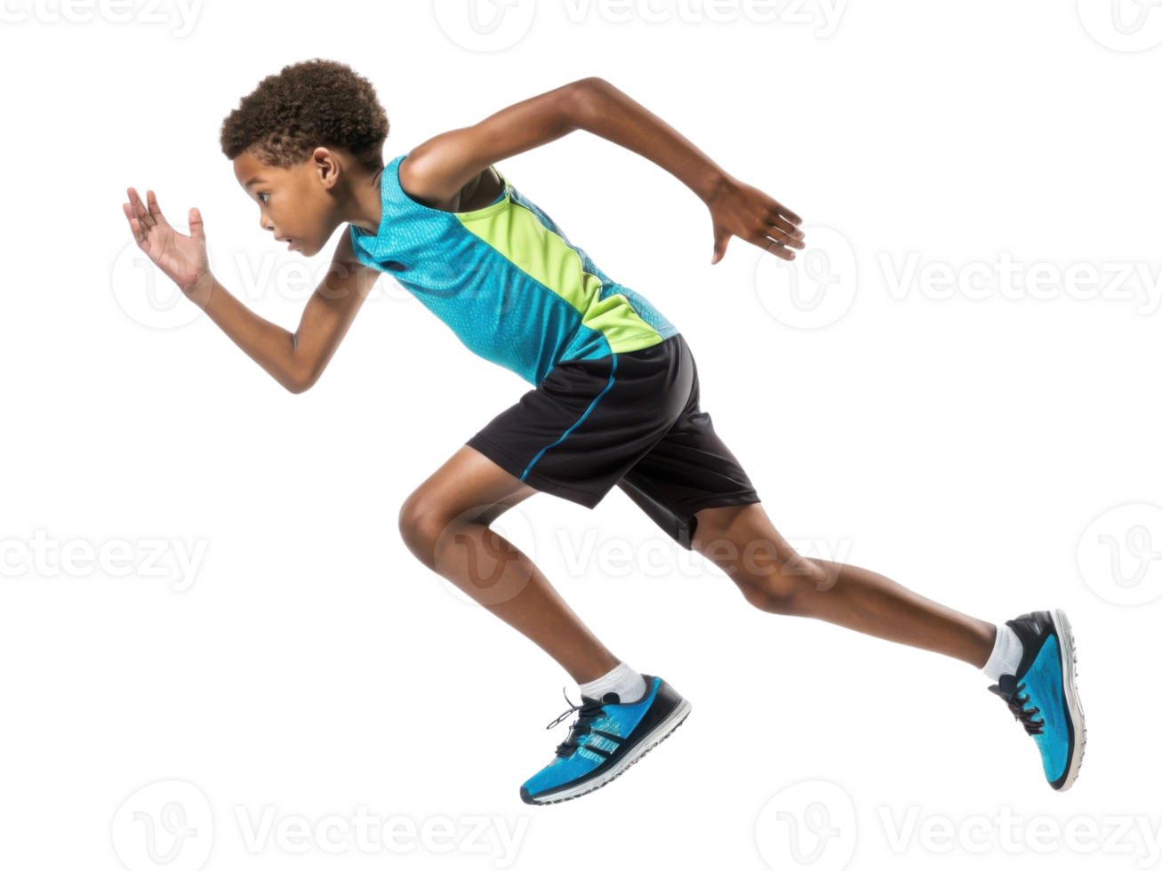 young boy running energetically in athletic gear, showcasing speed and determination png