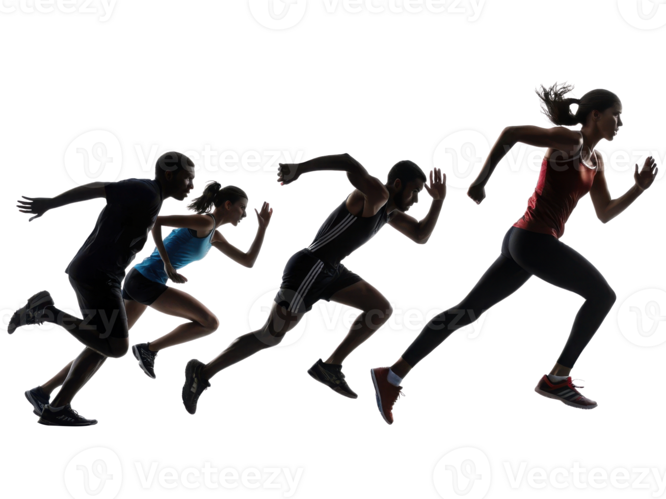 Running figures in motion, showcasing athleticism and speed png