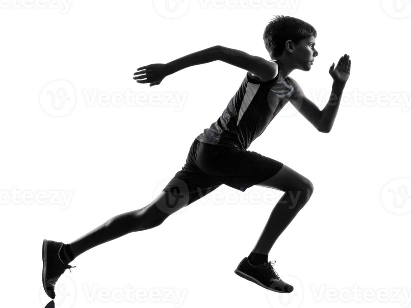 silhouette of boy running swiftly, showcasing athleticism and energy png