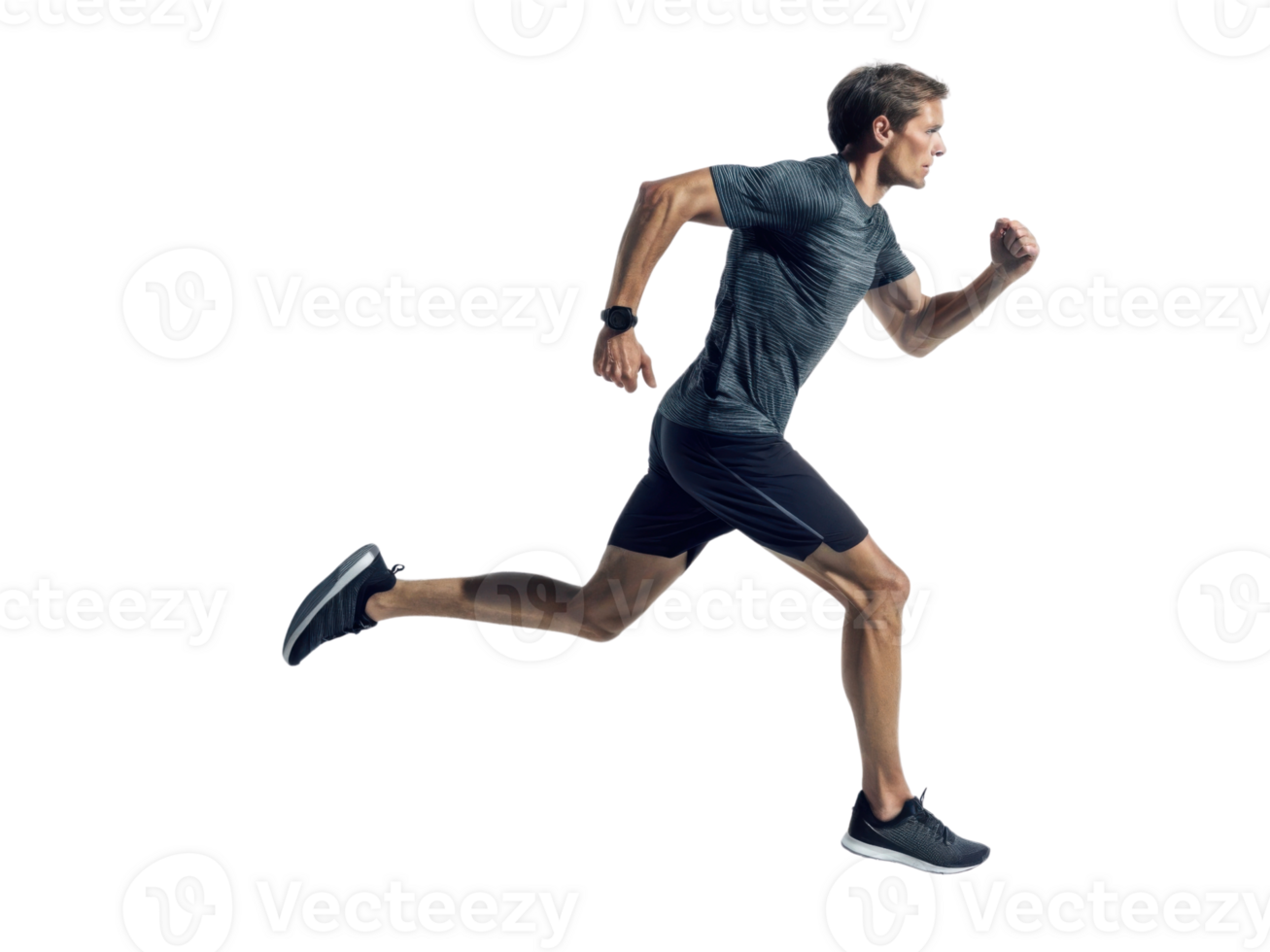 man running in athletic wear, showcasing speed and determination png