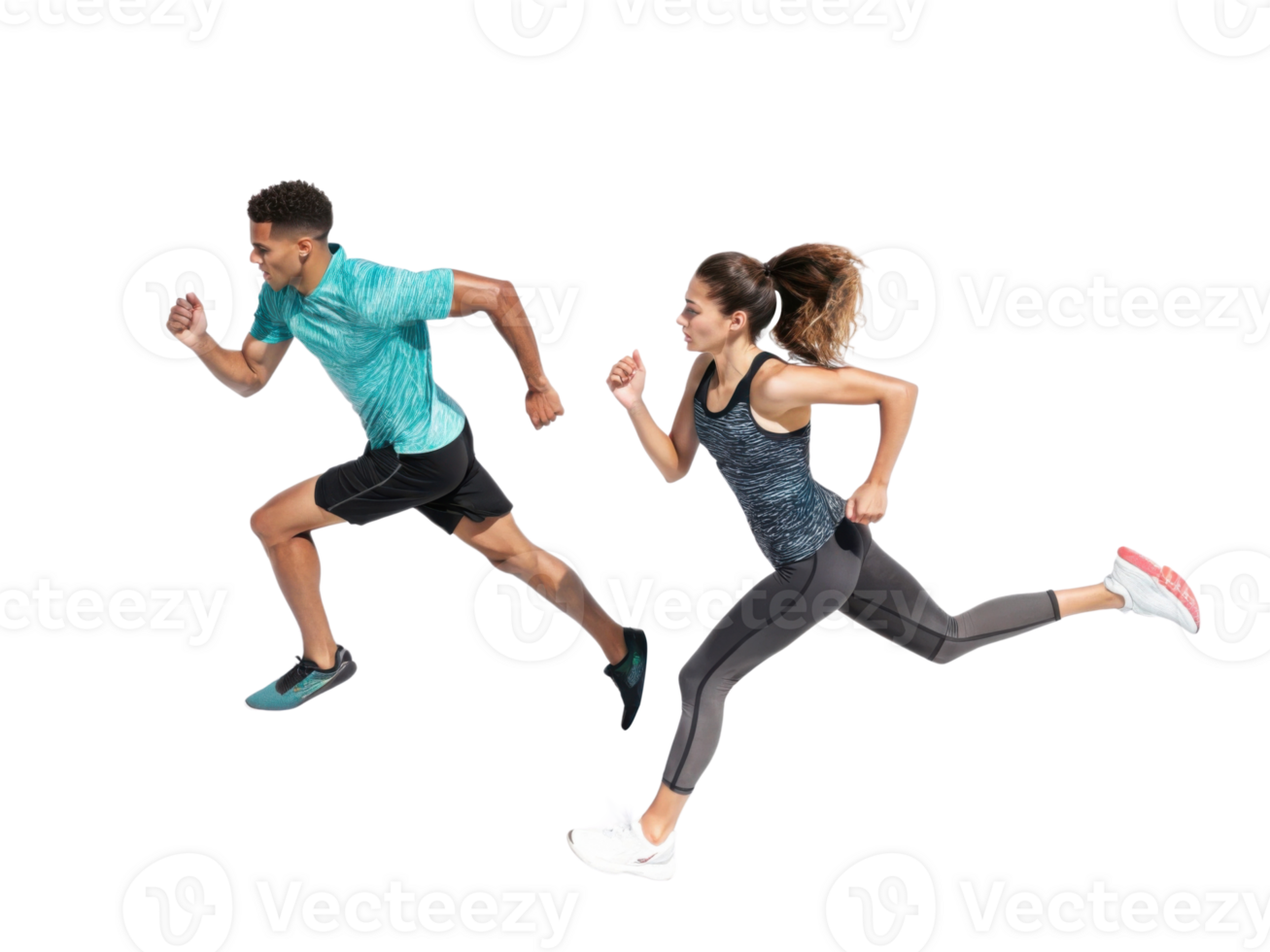 Running athletes in motion, showcasing fitness and determination png