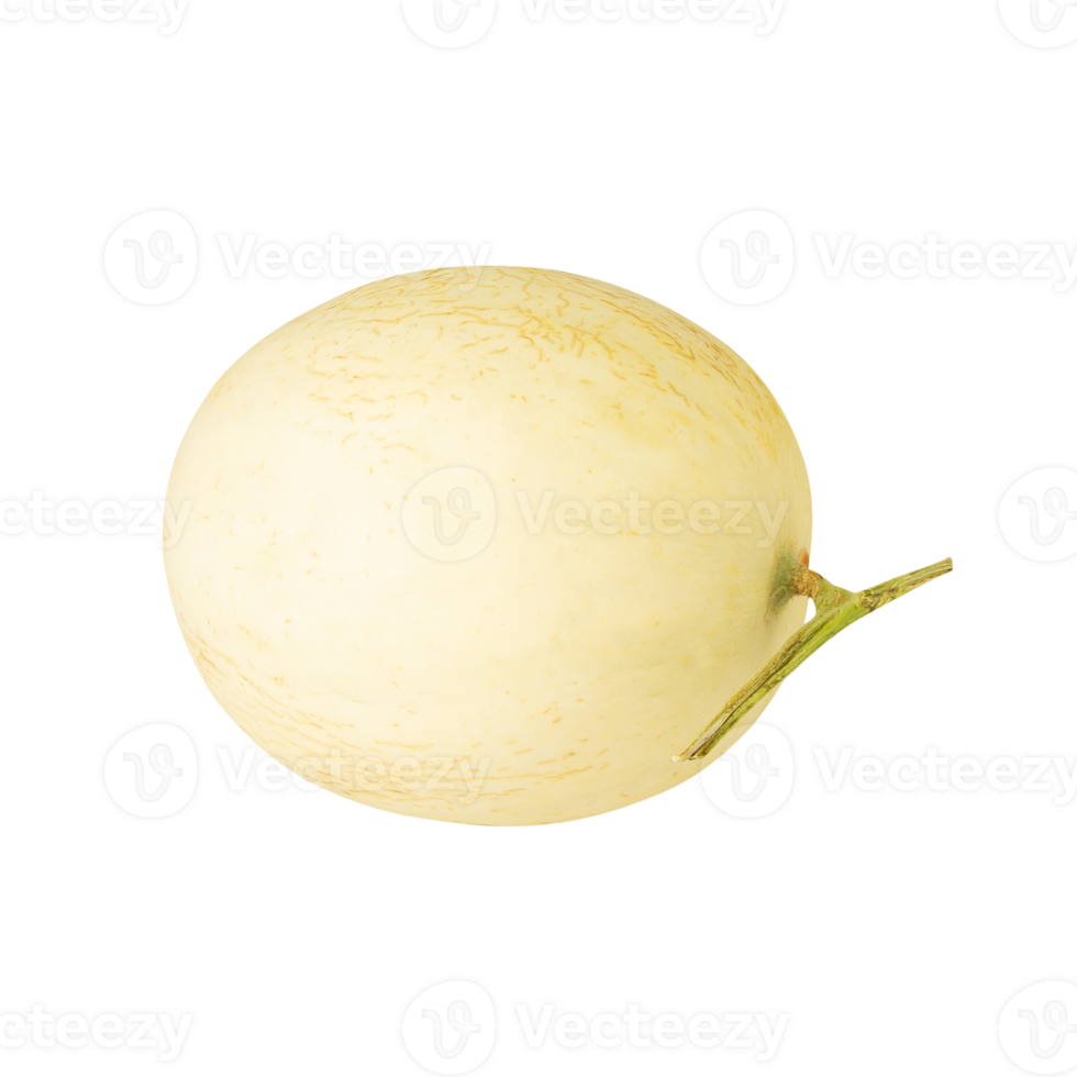 Fresh yellow melon with smooth skin and green stem png