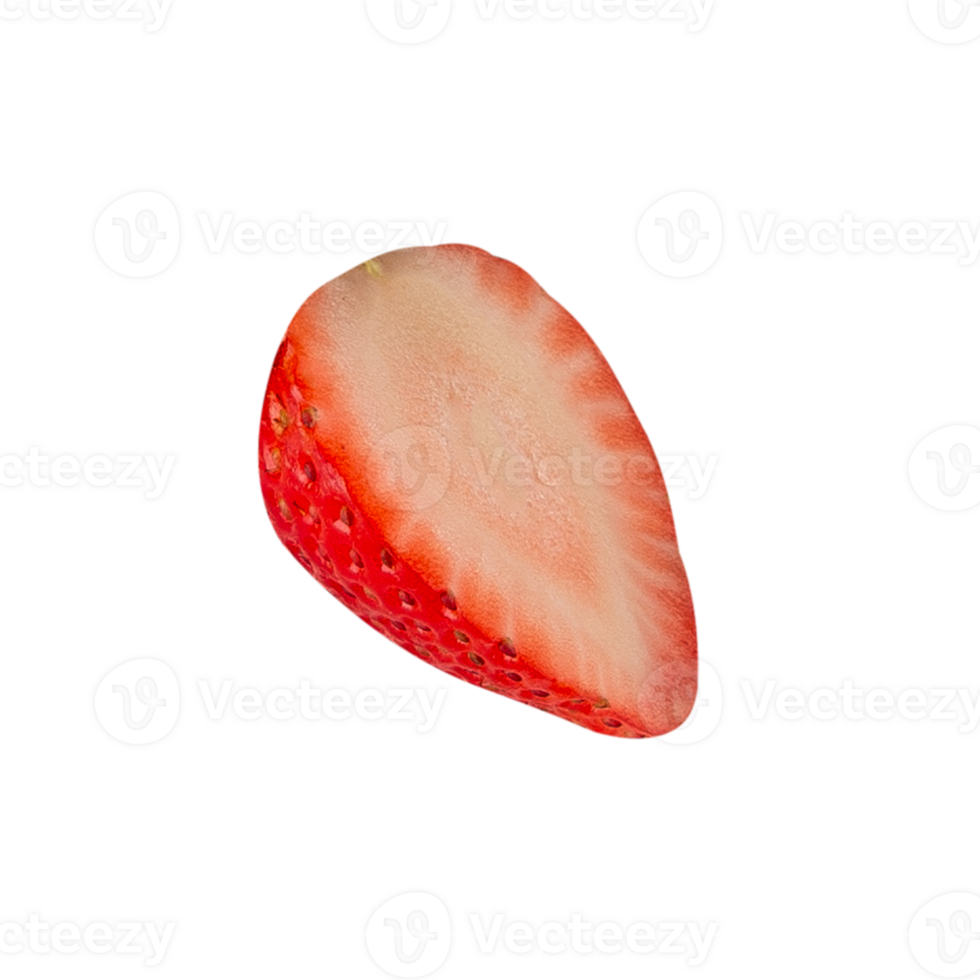 Fresh strawberry slice with vibrant red color and smooth texture png