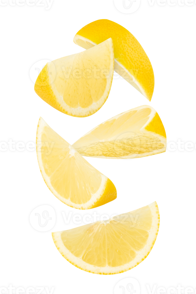 Fresh lemon slices arranged in creative pattern, showcasing vibrant yellow color and juicy texture png
