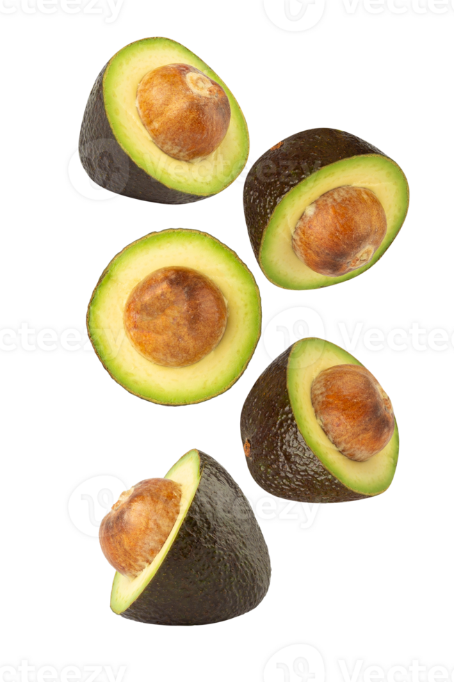 Fresh avocados cut in half, showcasing their creamy texture and seeds. Perfect for healthy dishes png