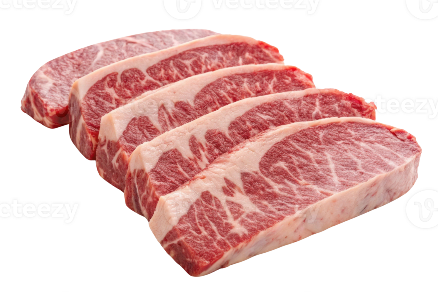 Fresh marbled beef slices arranged neatly, showcasing rich texture and color. Perfect for grilling or gourmet dishes png