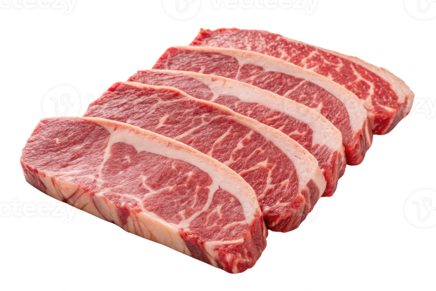 Fresh marbled beef steaks arranged neatly, showcasing rich red color and texture. Perfect for grilling or cooking png