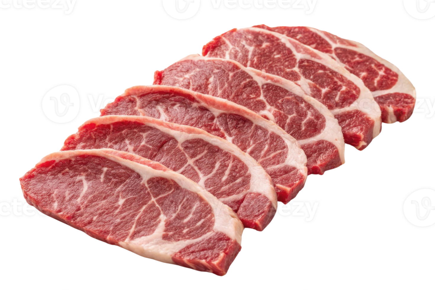 Fresh marbled beef slices arranged neatly, ideal for grilling or cooking png