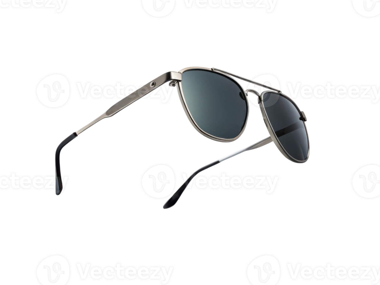 Sleek aviator sunglasses with reflective lenses and metal frame design png