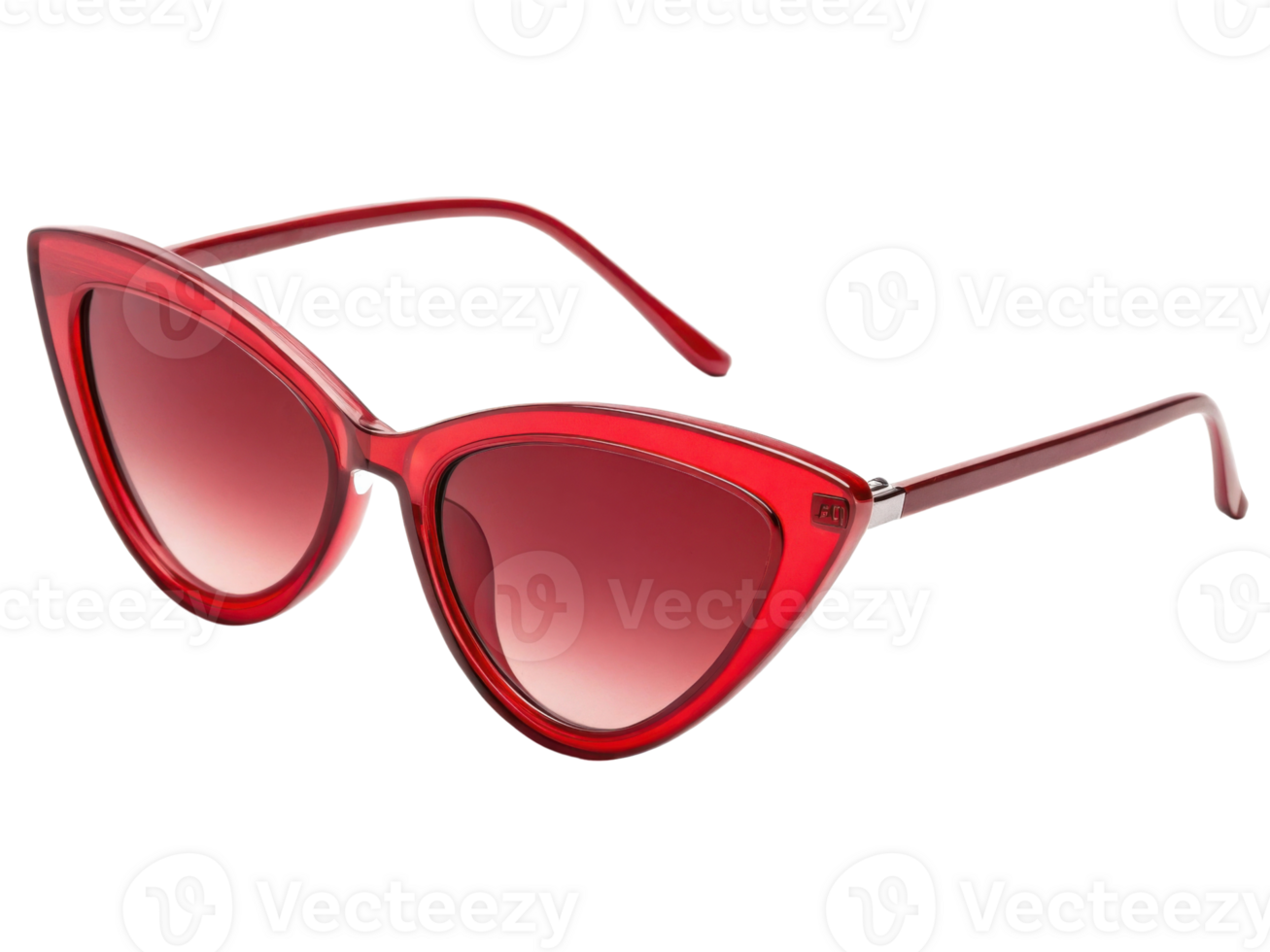Stylish red cat eye sunglasses with gradient lenses and sleek design png