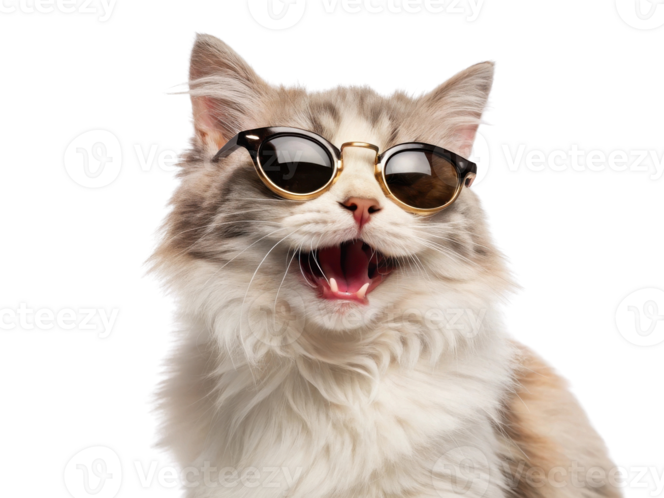 Cool cat wearing sunglasses, showcasing playful and stylish demeanor png