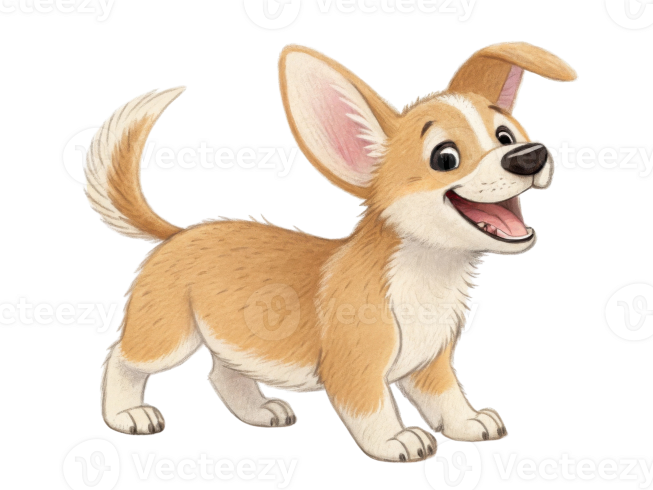 Cute corgi dog with happy expression, standing playfully png