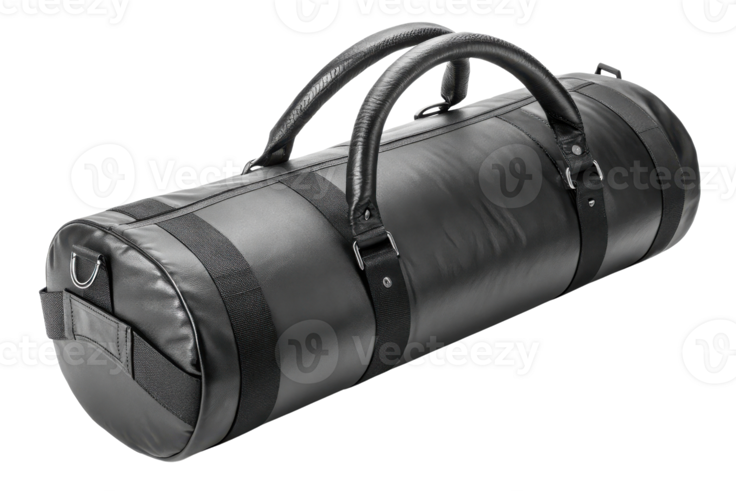 Durable black gym bag with handles, ideal for sports and travel png