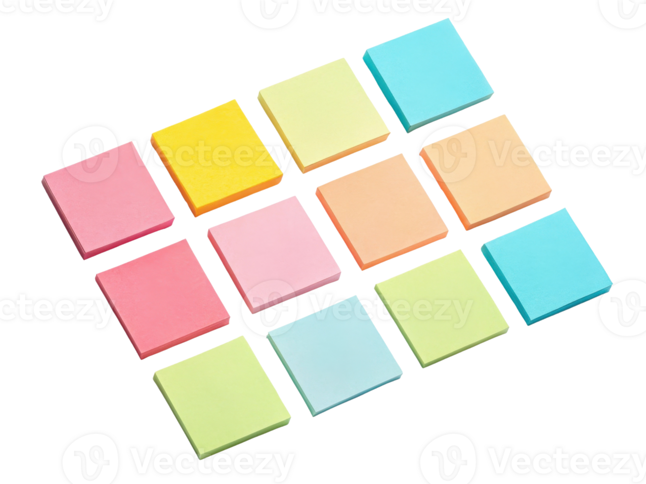 Colorful sticky notes arranged in grid pattern, ideal for organization and reminders png