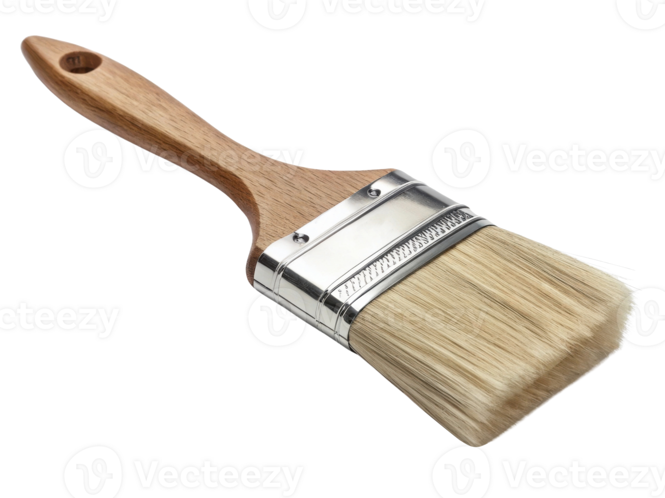 Wooden handle paint brush with bristles for painting and decorating png