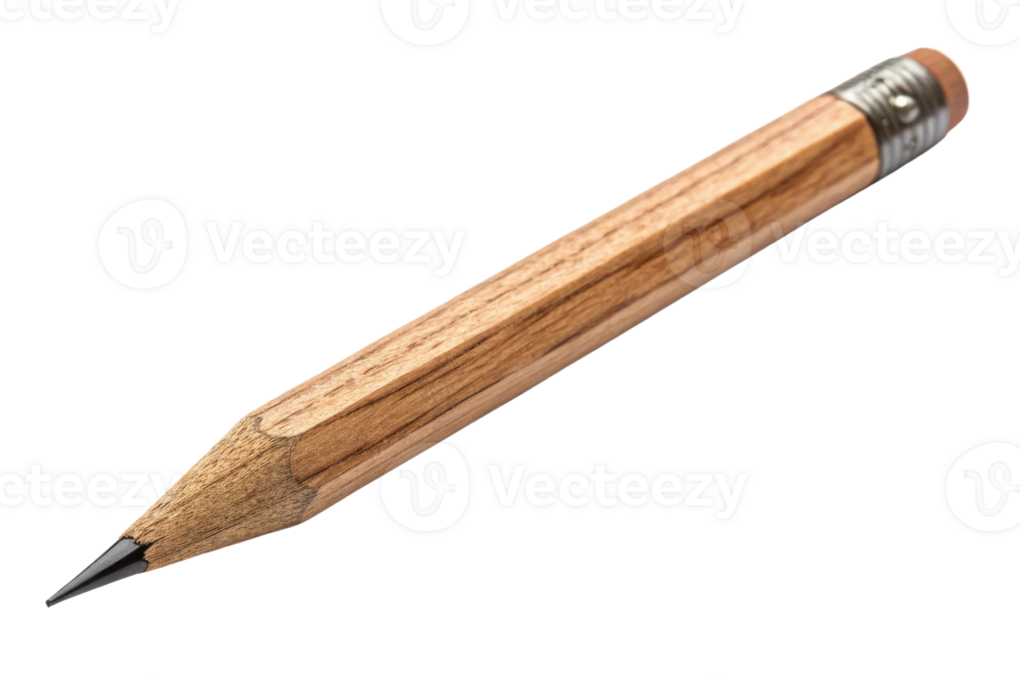 Wooden pencil with sharpened tip and eraser png