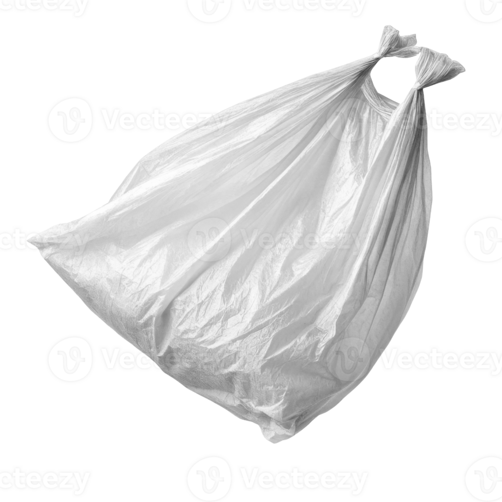 large white plastic bag tied at top, ideal for waste disposal or storage png