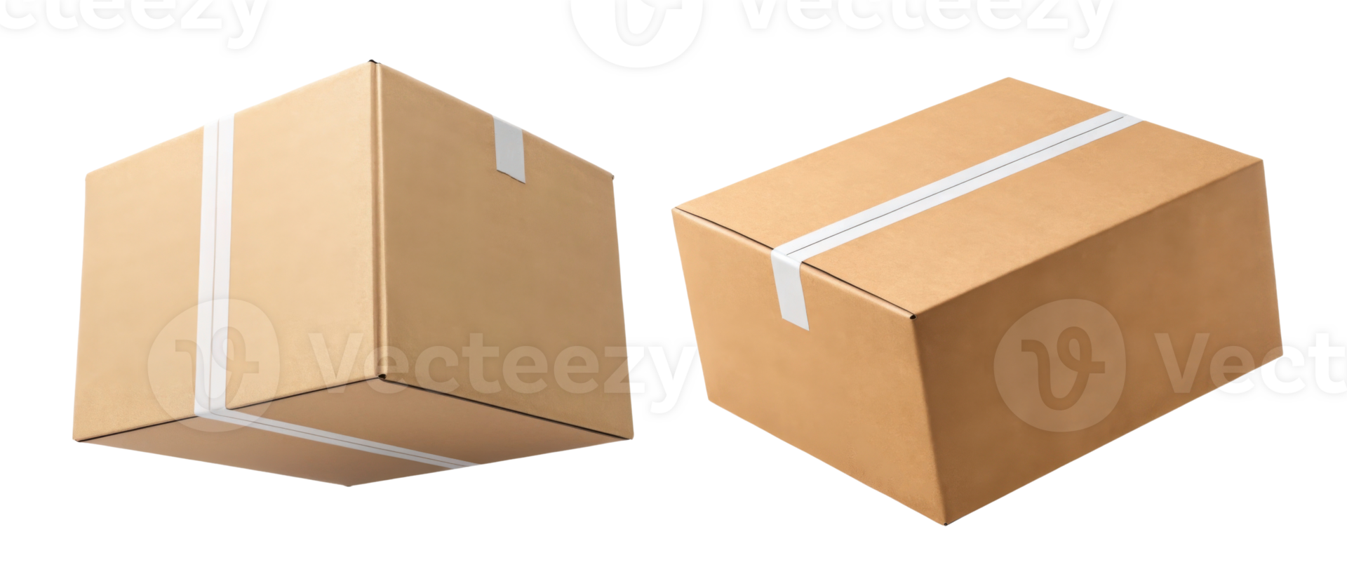 Cardboard boxes with white tape, ideal for shipping and storage solutions png