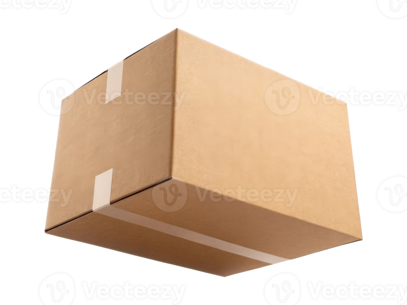 plain cardboard box with tape, ideal for shipping and storage needs png