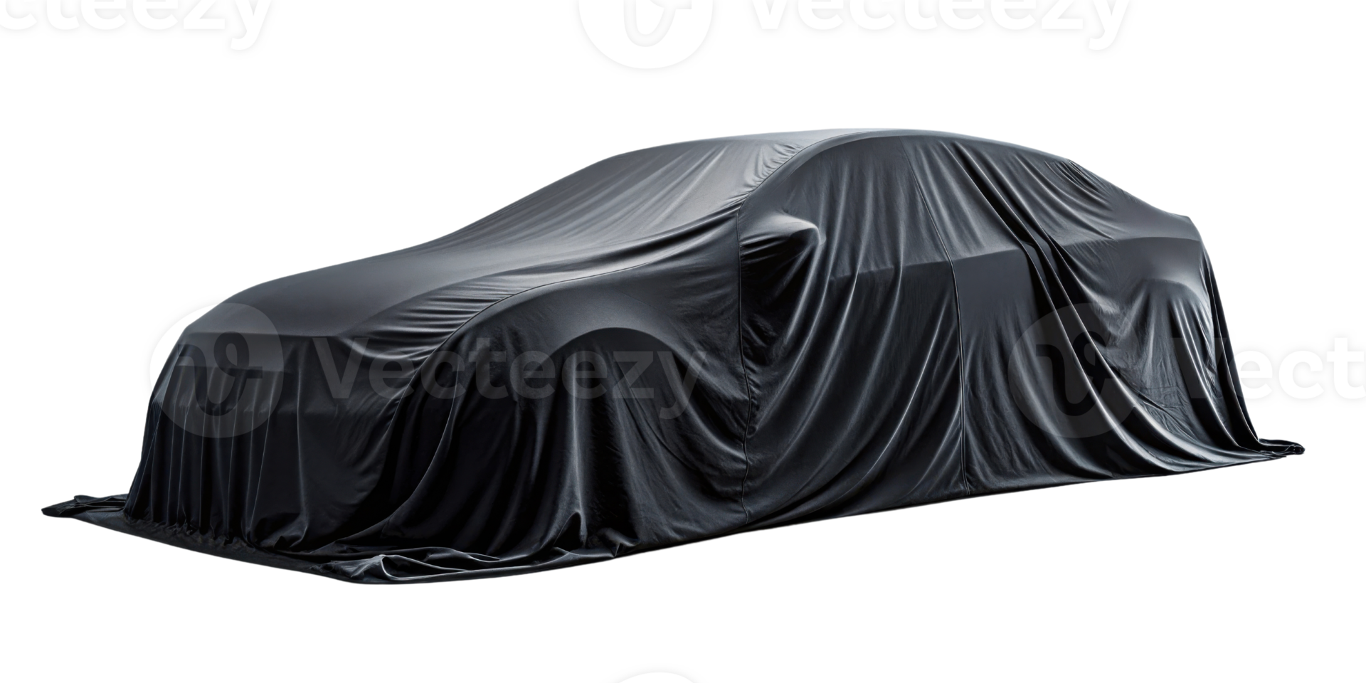 covered car under black cloth, hinting at new model reveal png