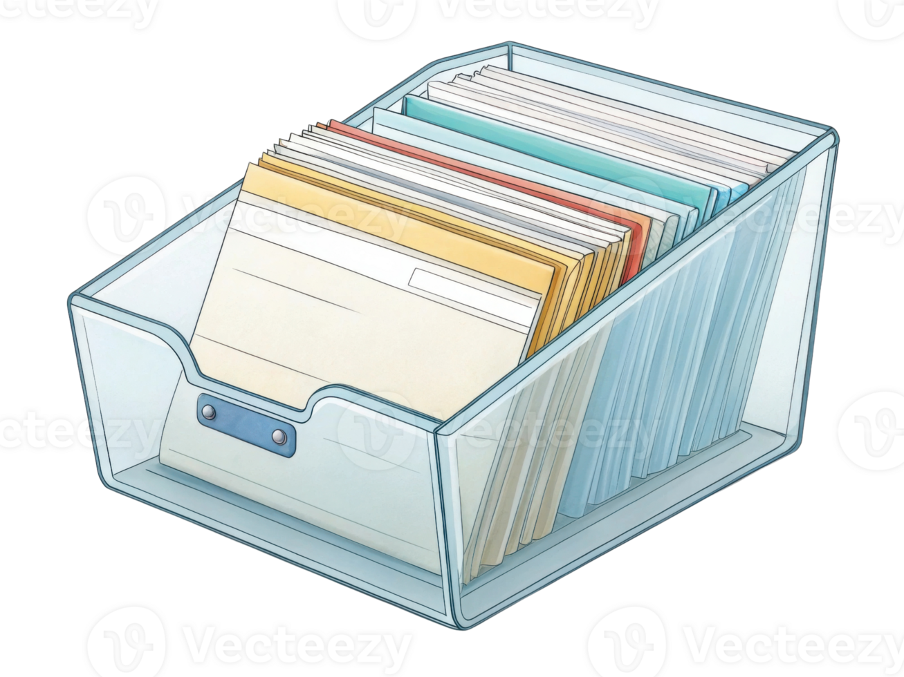 Organized file holder with colorful folders for efficient document storage png