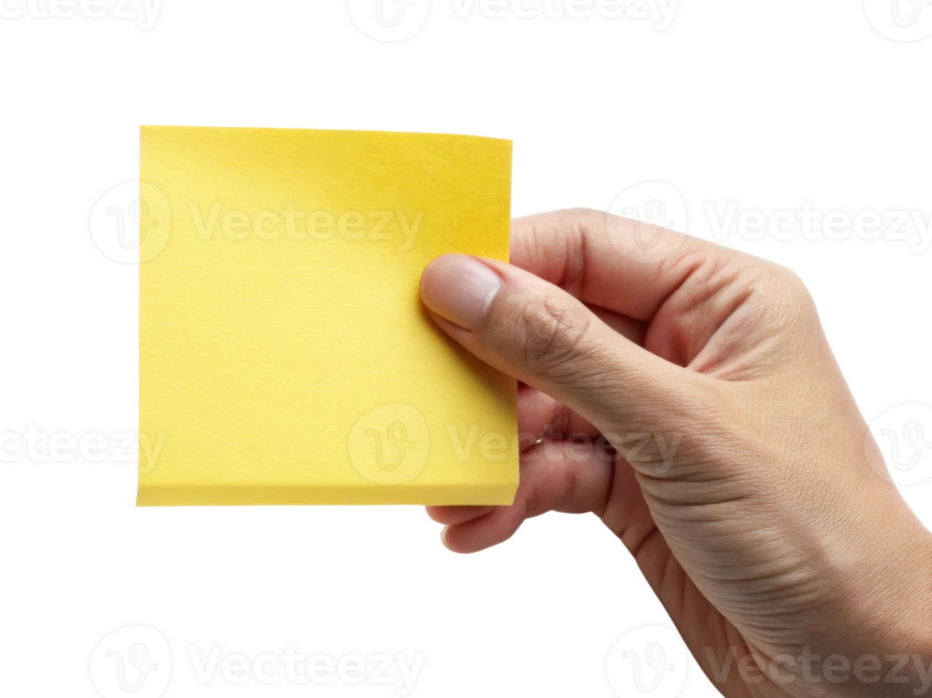 hand holding yellow sticky note, perfect for reminders and notes png