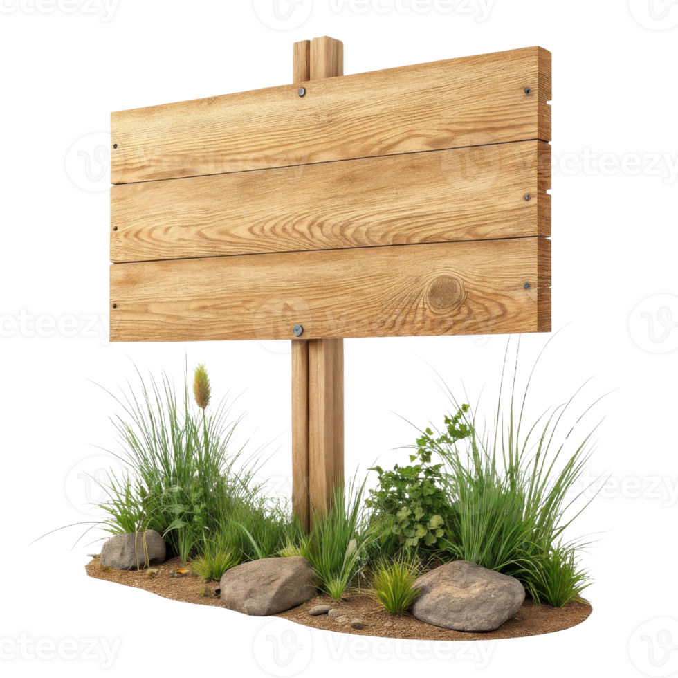 wooden signpost surrounded by grass and rocks, ideal for outdoor settings png