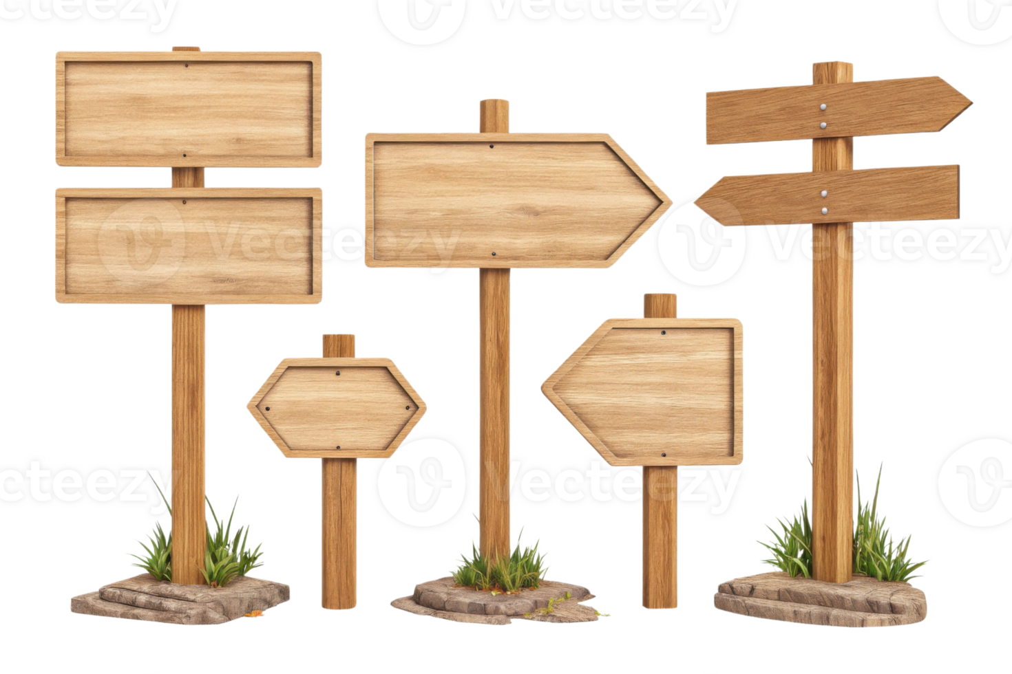 Wooden signposts with blank spaces for text, various shapes and sizes png