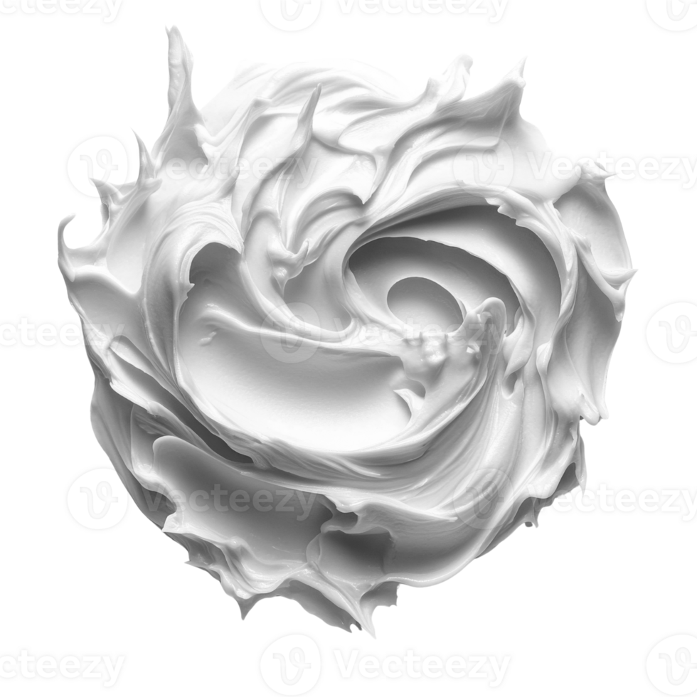 Creamy white swirl of whipped texture on transparency background, perfect for culinary or beauty applications png